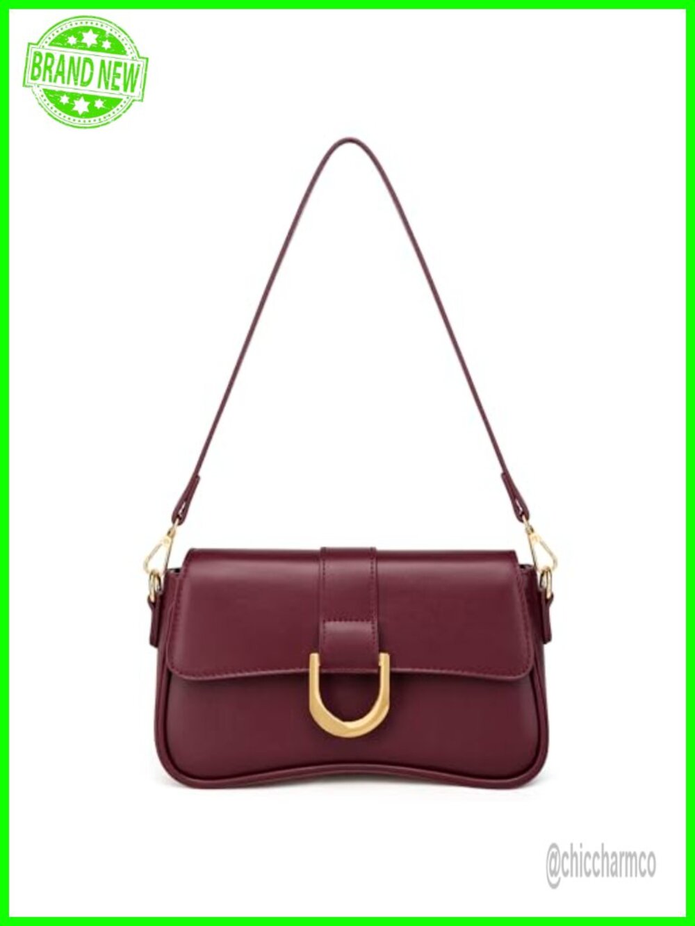 Vegan Leather Small Hobo Shoulder Bag Adjustable Strap Underarm Purse